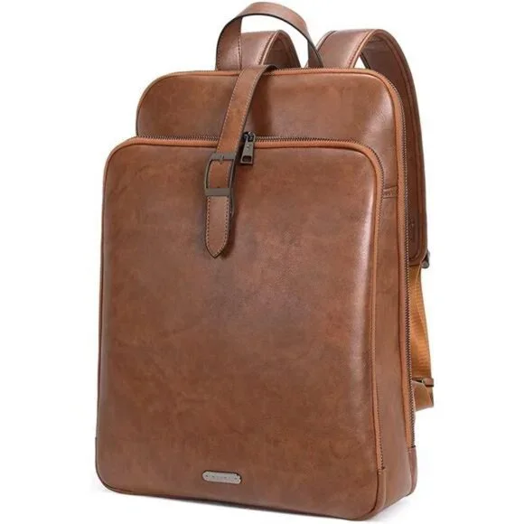 CLUCI Leather Backpack for Women, 15.6 inch Laptop Bag, Large Genuine Work